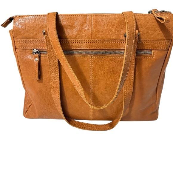 Spikes & Sparrow Cognac Leather Laptop Tote Bag. - Picture 4 of 16